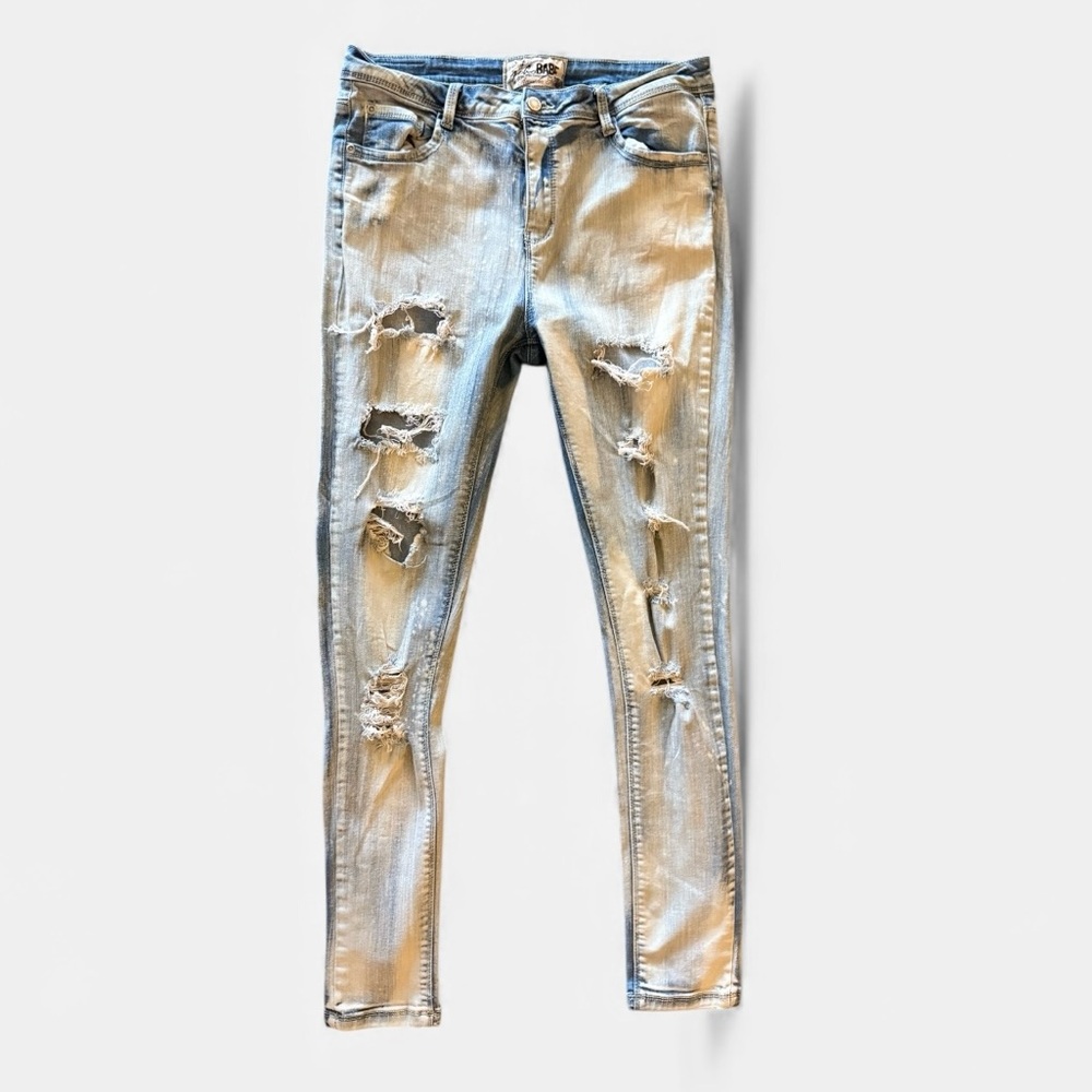 SoHo Babe Distressed Skinny Jeans Y2K Acid Wash Sz 11